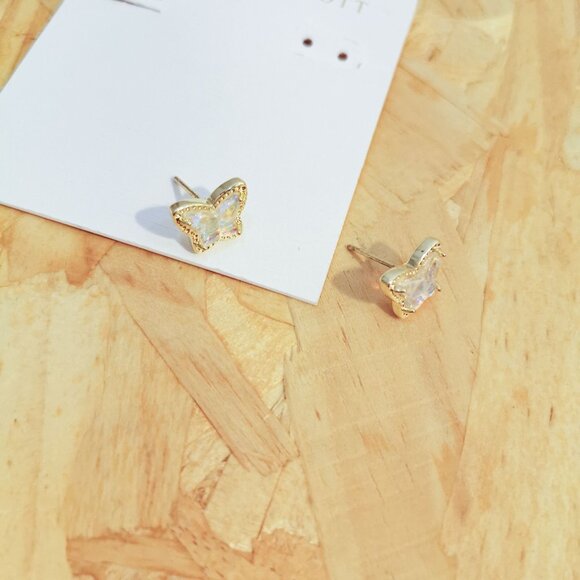 NEW Kendra Scott Lillia Butterfly Dichroic Glass Stud Earrings Gold - Picture 3 of 4